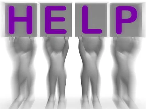 Help placards means customer service and assistance Stock Illustration