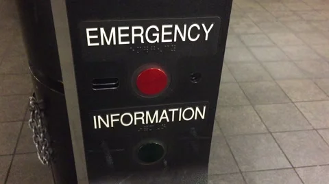 Help point station in subway.  The station has two buttons, a green INFORMATION Vidéo 68642164