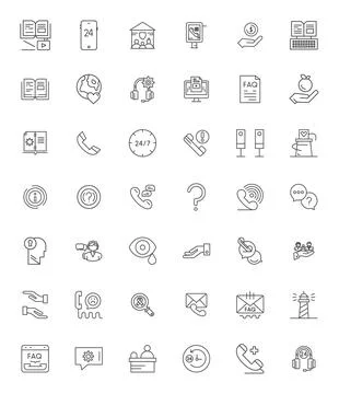 Help Premium Vector Bundle with 42 256x256 PIXEL Perfect Bold Line Icons Stock Illustration