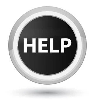 Help prime black round button Stock Illustration