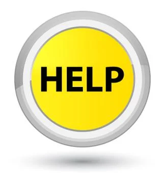 Help prime yellow round button Illustrazione stock