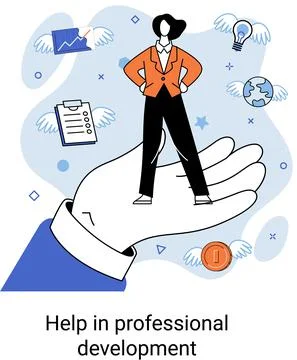 Help in professional development metaphor. Qualified employee training program イラスト素材