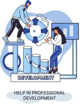Help in professional development metaphor. Qualified employee training program Stockillustratie