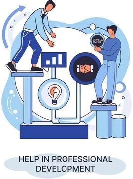 Help in professional development metaphor. Qualified employee training program Stockillustratie