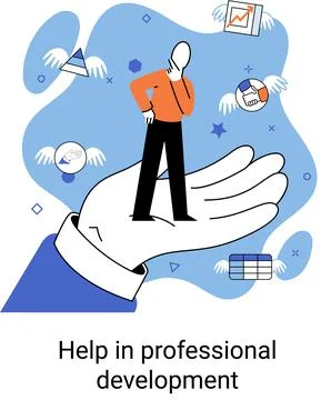 Help in professional development metaphor. Qualified employee training program 스톡 일러스트