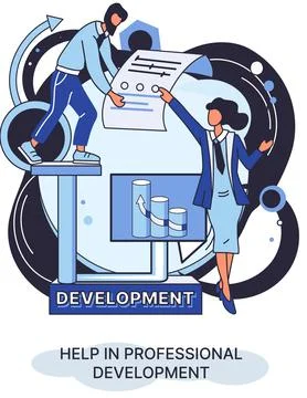 Help in professional development metaphor. Qualified employee training program Illustrazione stock