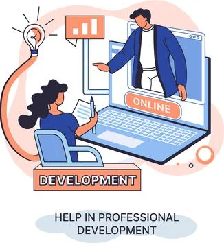 Help in professional development metaphor. Qualified employee training program Stockillustratie