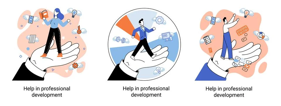 Help in professional development metaphor. Qualified employee training program Stock Illustration