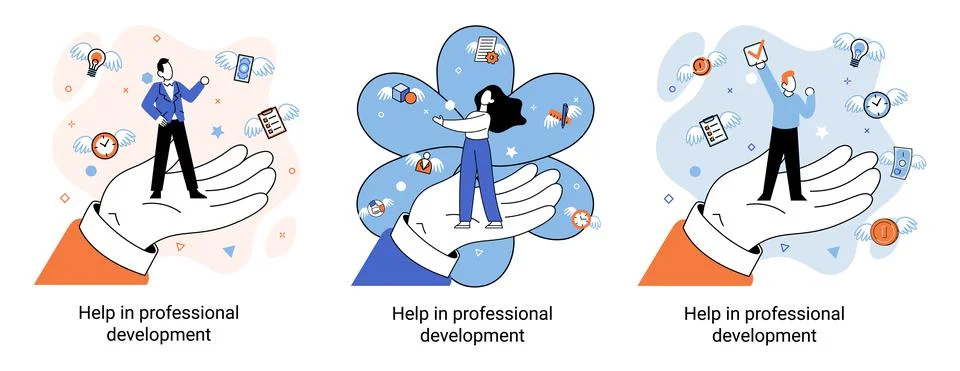 Help in professional development metaphor. Qualified employee training program Stock Illustration