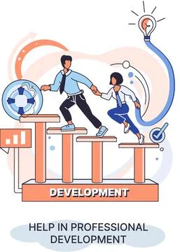 Help in professional development metaphor. Qualified employee training program Stockillustratie