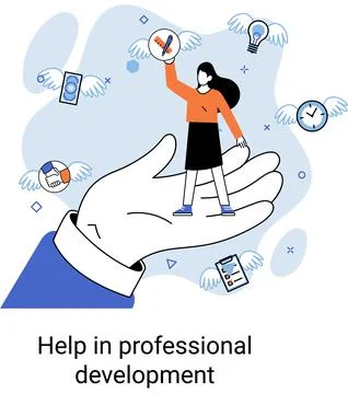 Help in professional development metaphor. Qualified employee training program 스톡 일러스트