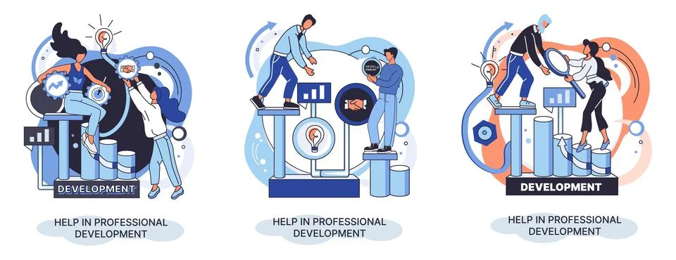 Help in professional development metaphor. Qualified employee training program Stock Illustration