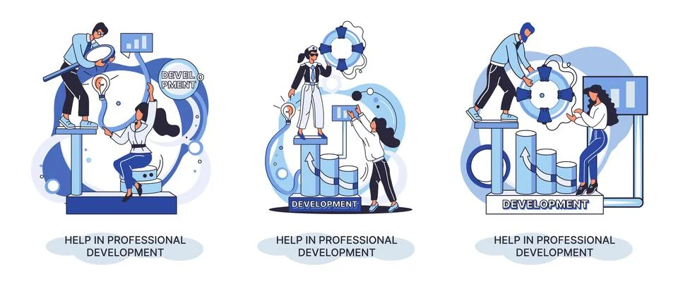 Help in professional development metaphor. Qualified employee training program 스톡 일러스트