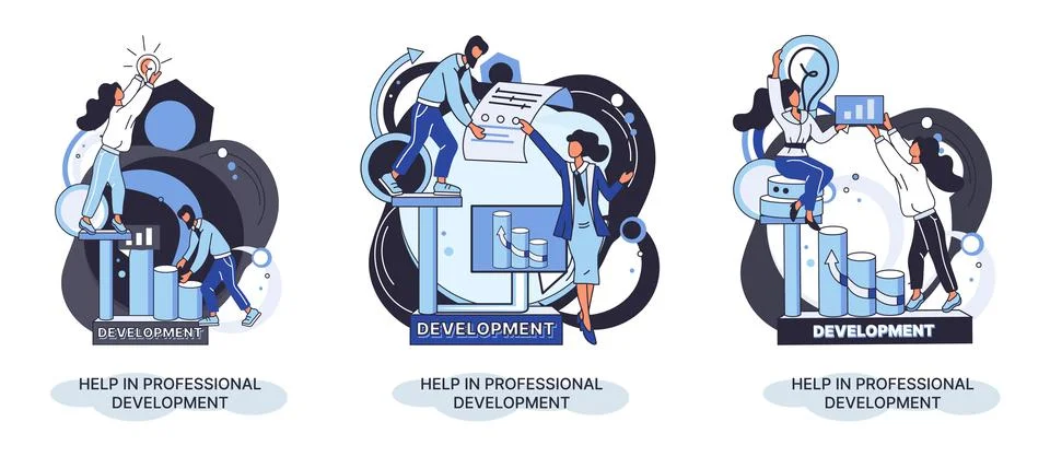 Help in professional development metaphor. Qualified employee training program Stockillustratie