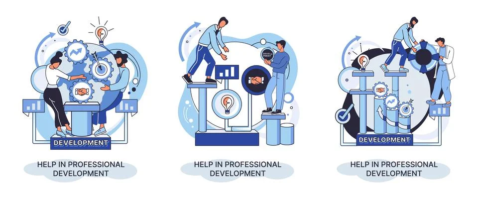 Help in professional development metaphor. Qualified employee training program Stockillustratie