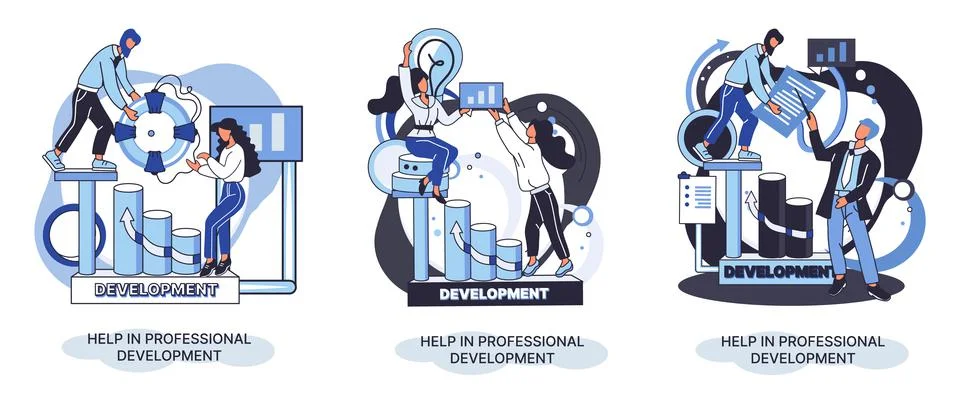 Help in professional development metaphor. Qualified employee training program Illustrazione stock