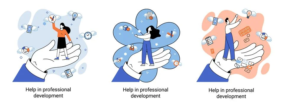 Help in professional development metaphor. Qualified employee training program Stock Illustration