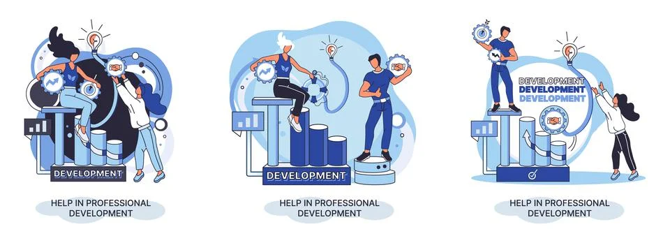 Help in professional development metaphor. Qualified employee training program Illustrazione stock