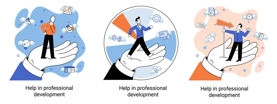 Help in professional development metaphor. Qualified employee training program Stock Illustration
