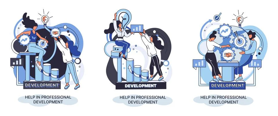 Help in professional development metaphor. Qualified employee training program 스톡 일러스트