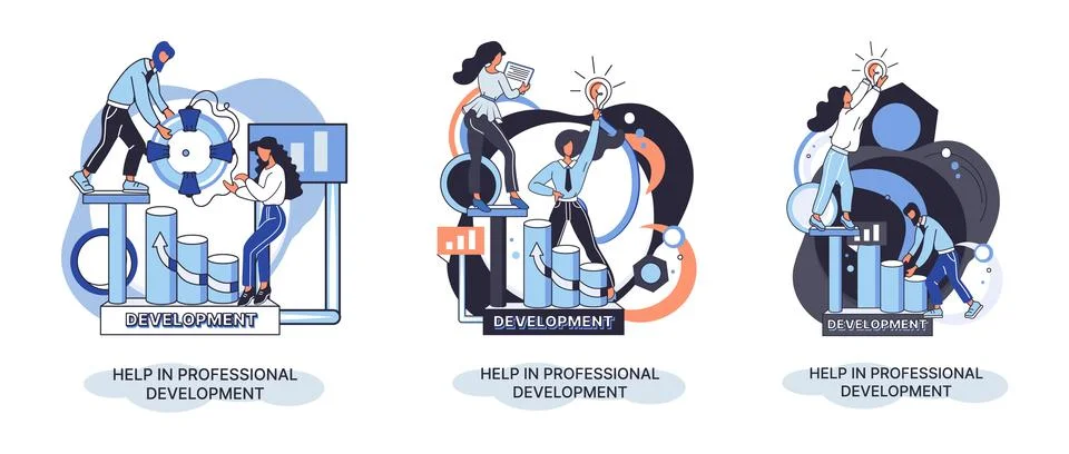 Help in professional development metaphor. Qualified employee training program イラスト素材