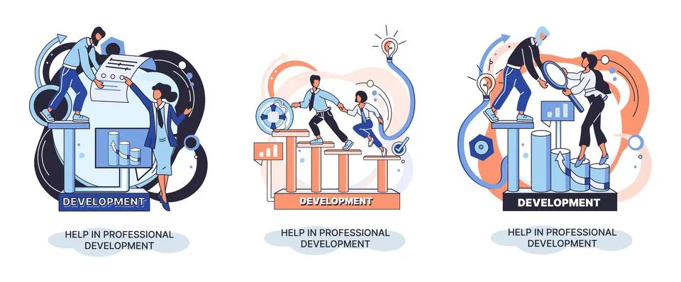 Help in professional development metaphor. Qualified employee training program Stock Illustration