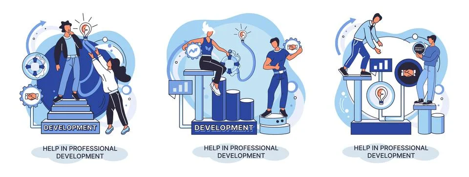Help in professional development metaphor. Qualified employee training program Stock Illustration