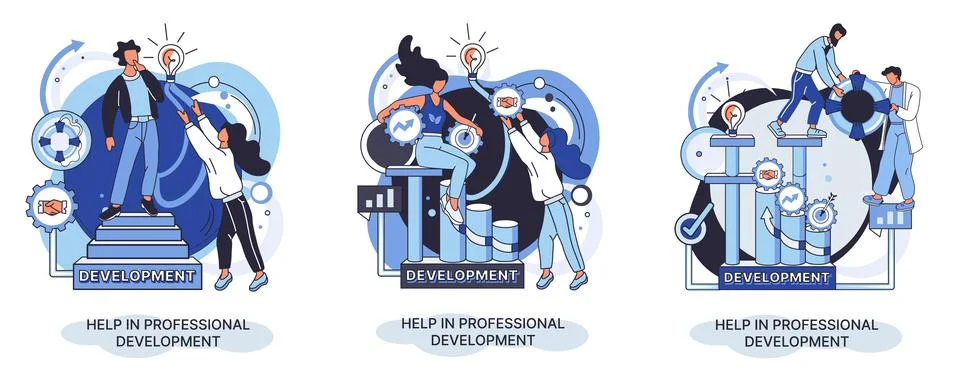 Help in professional development metaphor. Qualified employee training program 스톡 일러스트