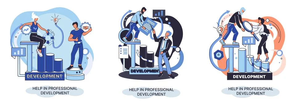 Help in professional development metaphor. Qualified employee training program Stock Illustration