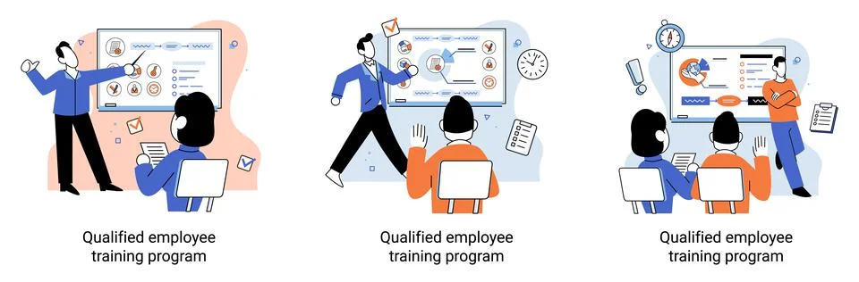 Help in professional development metaphor. Qualified employee training program Illustrazione stock