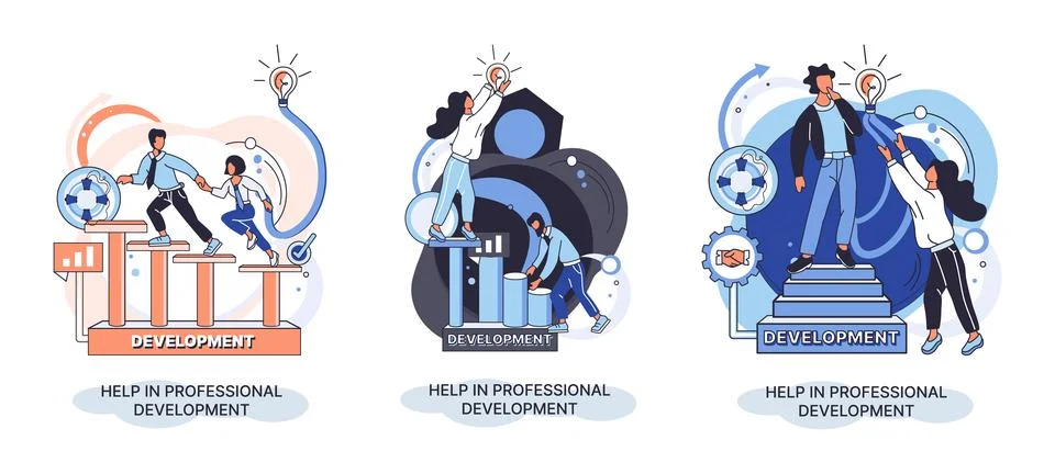 Help in professional development metaphor. Qualified employee training program 스톡 일러스트