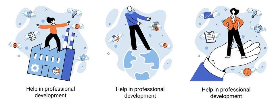 Help in professional development metaphor. Qualified employee training program Stock Illustration
