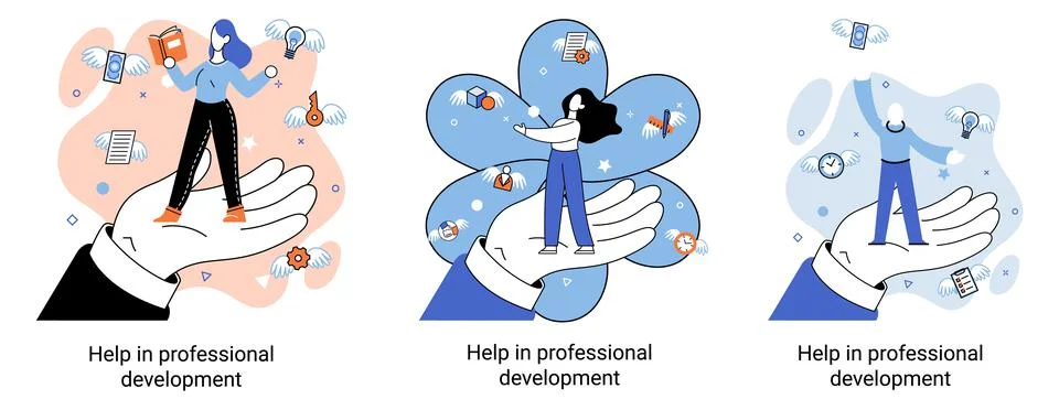 Help in professional development metaphor. Qualified employee training program Stock Illustration