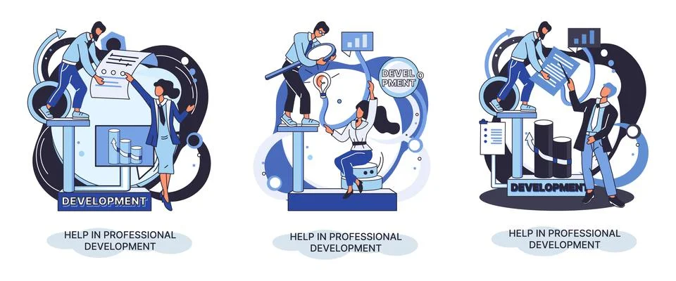 Help in professional development metaphor. Qualified employee training program Stock Illustration