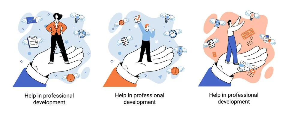 Help in professional development metaphor. Qualified employee training program Stock Illustration