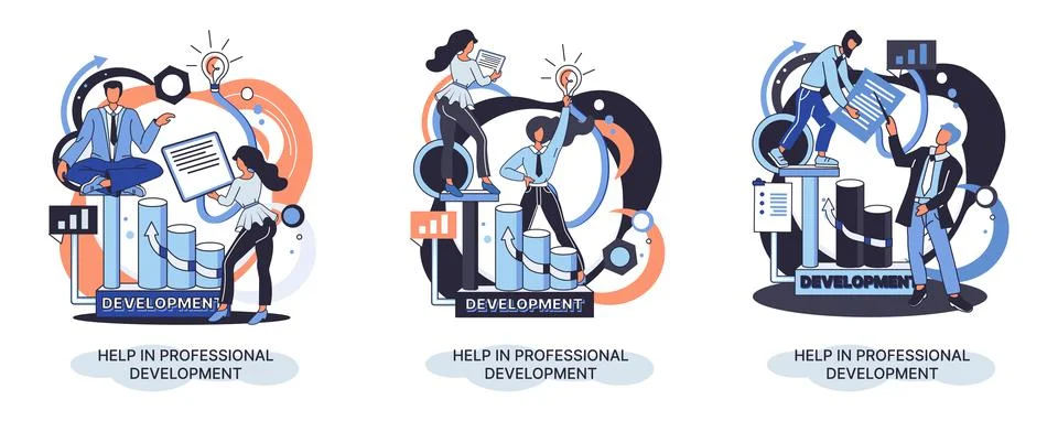 Help in professional development metaphor. Qualified employee training program イラスト素材