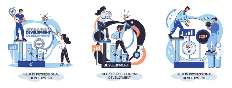 Help in professional development metaphor. Qualified employee training program イラスト素材