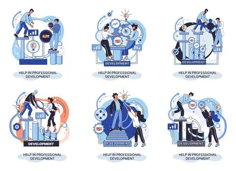 Help in professional development metaphor. Qualified employee training program Stockillustratie