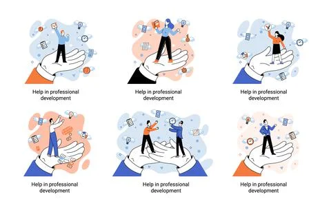 Help in professional development metaphor. Qualified employee training program Illustrazione stock