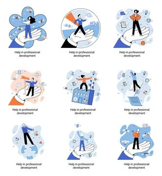 Help in professional development metaphor. Qualified employee training program イラスト素材