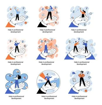 Help in professional development metaphor. Qualified employee training program Stock Illustration