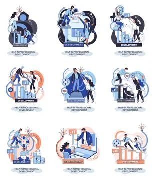 Help in professional development metaphor. Qualified employee training program 스톡 일러스트