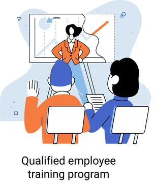 Help in professional development. Qualified employee training program. Refresher Stockillustratie