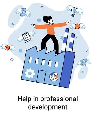 Help in professional development. Qualified employee training program. Human 스톡 일러스트