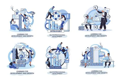 Help in professional development. Qualified employee training program. Learning Stock Illustration