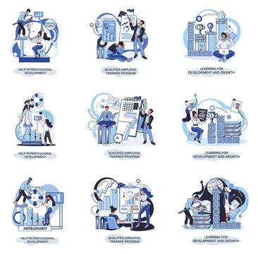 Help in professional development. Qualified employee training program. Learning Stock Illustration