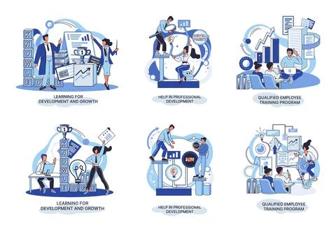 Help in professional development. Qualified employee training program. Learning Stock Illustration