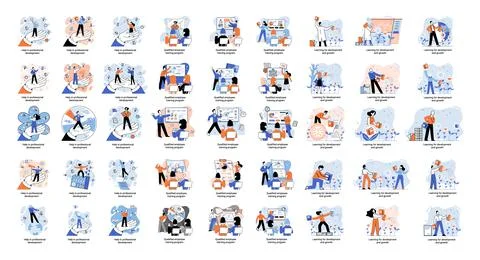 Help in professional development. Qualified employee training program. Learning Stock Illustration