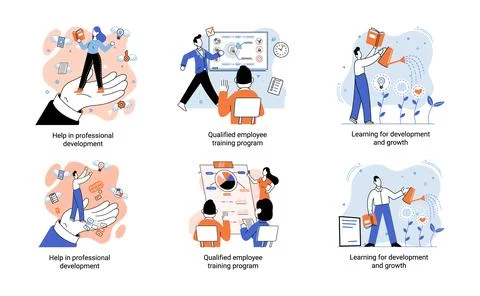 Help in professional development. Qualified employee training program. Learning Stock Illustration