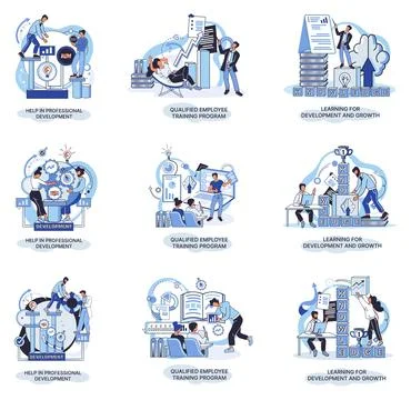 Help in professional development. Qualified employee training program. Learning Stock Illustration